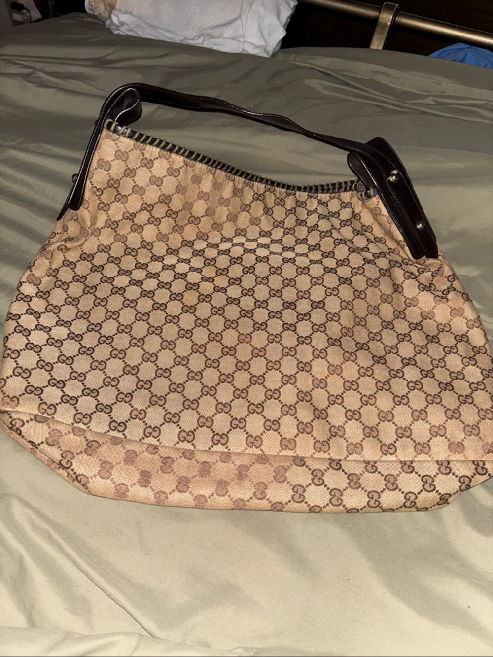 *AUTHENTIC* Gucci Brown/Tan Monogram Canvas Hobo Shoulder Bag *PRICE FIRM*